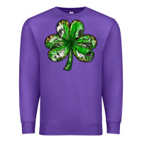 Purple Shamrock with leopard and cowhide St. Patricks day Premium Sweatshirt - HowdyJamesFarm