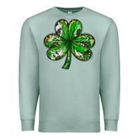 Seafoam Shamrock with leopard and cowhide St. Patricks day Premium Sweatshirt - HowdyJamesFarm