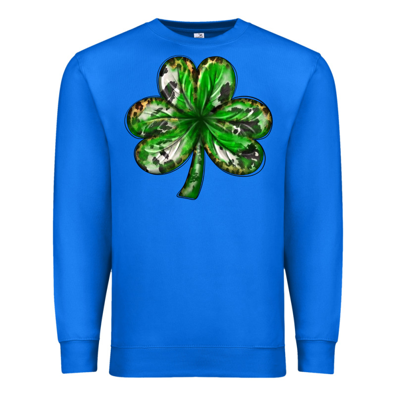 Shamrock With Leopard And Cowhide St. Patricks Day Premium Sweatshirt by HowdyJamesFarm | Teevron