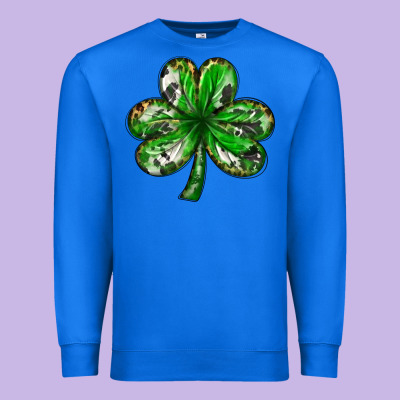 Shamrock With Leopard And Cowhide St. Patricks Day Premium Sweatshirt Designed By Howdyjamesfarm