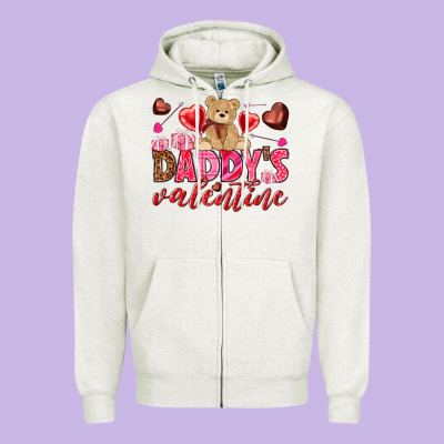 Daddy's Valentine Zipper Hoodie Designed By Howdyjamesfarm