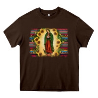 Chocolate Brown serape our lady of guadalupe2 Heavy Core Tee - JahusDesignShop
