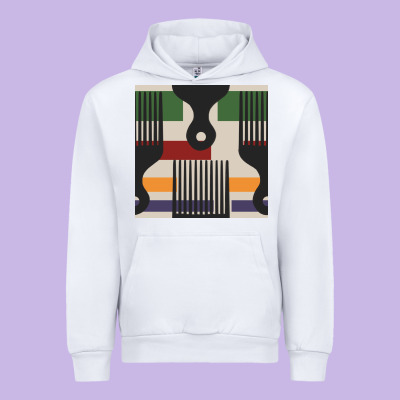 Afro Comb Seamless Pattern Urban Hoodie Designed By Bundleandbundleshop