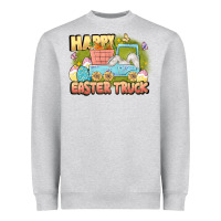 Heather Grey Happy Easter truck Heavyweight Sweatshirt - LillyAllenDesigns