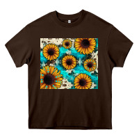 Chocolate Brown gemstone sunflower Heavy Core Tee - JahusDesignShop