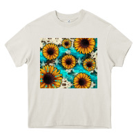 Cream gemstone sunflower Heavy Core Tee - JahusDesignShop