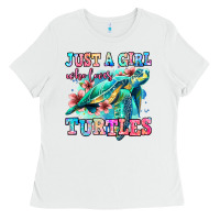 White just a girl who loves turtles Ladies Tee - Jasminsmagicworld