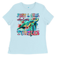Baby Blue just a girl who loves turtles Ladies Tee - Jasminsmagicworld