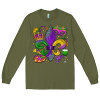 Army Green mardi gras fleur de lis Long Sleeve Tee - LillyAllenDesigns
