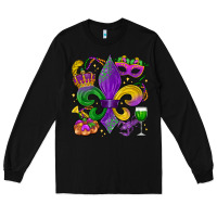 Black mardi gras fleur de lis Long Sleeve Tee - LillyAllenDesigns