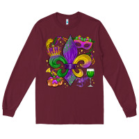 Burgundy mardi gras fleur de lis Long Sleeve Tee - LillyAllenDesigns