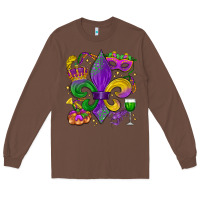 Chestnut mardi gras fleur de lis Long Sleeve Tee - LillyAllenDesigns
