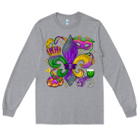 Heather Grey mardi gras fleur de lis Long Sleeve Tee - LillyAllenDesigns