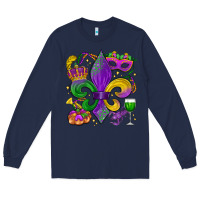 Navy mardi gras fleur de lis Long Sleeve Tee - LillyAllenDesigns