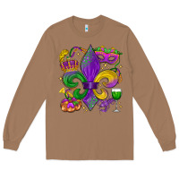 Toasted Coconut mardi gras fleur de lis Long Sleeve Tee - LillyAllenDesigns