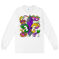 White mardi gras fleur de lis Long Sleeve Tee - LillyAllenDesigns