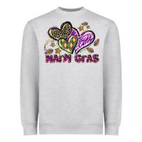 Heather Grey Mardi Gras heart Heavyweight Sweatshirt - LillyAllenDesigns