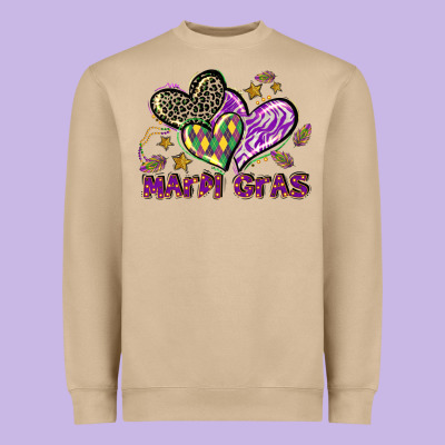 Mardi Gras Heart Heavyweight Sweatshirt Designed By Lillyallendesigns