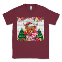 Burgundy pink christmas cow Classic Tee - MaliasSmallBusiness
