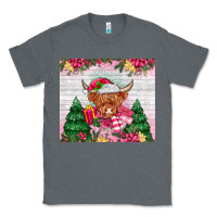 Charcoal Heather pink christmas cow Classic Tee - MaliasSmallBusiness