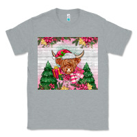 Heather Grey pink christmas cow Classic Tee - MaliasSmallBusiness