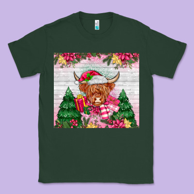 Pink Christmas Cow Classic Tee Designed By Maliassmallbusiness