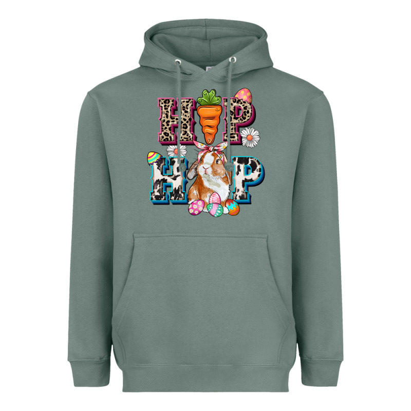 Western Hip Hop Bunny Easter Day Heavyweight Hoodie by CowGirlArtShop | Teevron