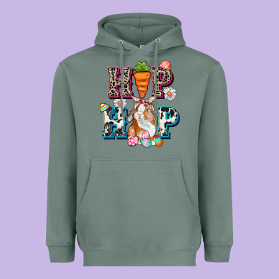 Western Hip Hop Bunny Easter Day Heavyweight Hoodie Designed By Cowgirlartshop