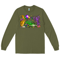 Army Green mardi gras pelican alligator and crawfish Long Sleeve Tee - LillyAllenDesigns