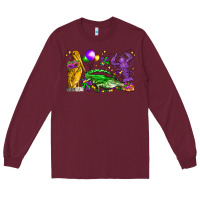 Burgundy mardi gras pelican alligator and crawfish Long Sleeve Tee - LillyAllenDesigns