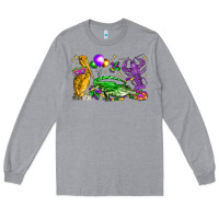 Heather Grey mardi gras pelican alligator and crawfish Long Sleeve Tee - LillyAllenDesigns