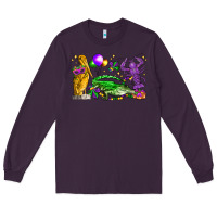 Plum mardi gras pelican alligator and crawfish Long Sleeve Tee - LillyAllenDesigns