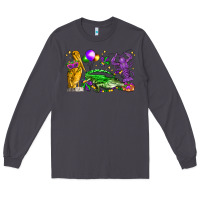 Smoke mardi gras pelican alligator and crawfish Long Sleeve Tee - LillyAllenDesigns