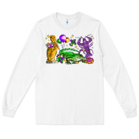 White mardi gras pelican alligator and crawfish Long Sleeve Tee - LillyAllenDesigns