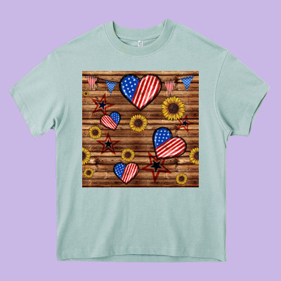 4th Of July Hearts Seamless Pattern Heavy Core Tee Designed By Bundleandbundleshop
