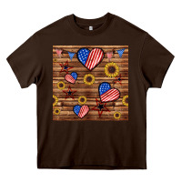 Chocolate Brown 4th of july hearts seamless pattern Heavy Core Tee - BundleAndBundleShop