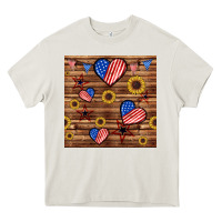 Cream 4th of july hearts seamless pattern Heavy Core Tee - BundleAndBundleShop