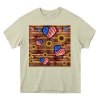 Mossy 4th of july hearts seamless pattern Heavy Core Tee - BundleAndBundleShop