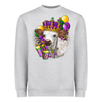 Heather Grey Mardi Gras Longhorn Calf Heavyweight Sweatshirt - LillyAllenDesigns