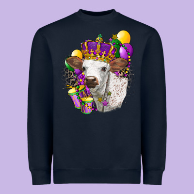 Mardi Gras Longhorn Calf Heavyweight Sweatshirt Designed By Lillyallendesigns