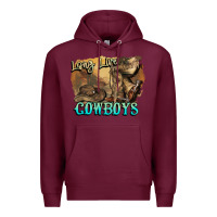 Burgundy Long live Cowboys boots hat Premium Hoodie - HowdyJamesFarm