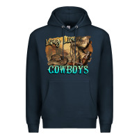Navy Long live Cowboys boots hat Premium Hoodie - HowdyJamesFarm