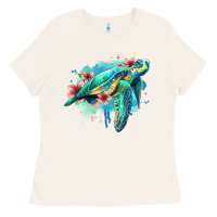Bone floral turtle Ladies Tee - Jasminsmagicworld