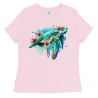 Bubblegum Pink floral turtle Ladies Tee - Jasminsmagicworld