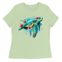 Matcha floral turtle Ladies Tee - Jasminsmagicworld