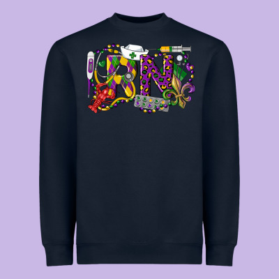 Rn Registered Nurse Mardi Gras Heavyweight Sweatshirt Designed By Lillyallendesigns