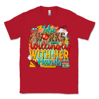 Red she works willingly with her hands teacher Classic Tee - NancyCooperArtShop