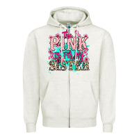 Oatmeal Heather The pink is for my sister Cancer Awareness Zipper Hoodie - HowdyJamesFarm