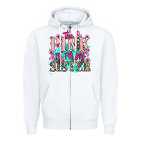 White The pink is for my sister Cancer Awareness Zipper Hoodie - HowdyJamesFarm