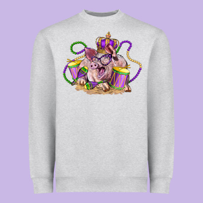 Mardi Gras Pig Heavyweight Sweatshirt Designed By Lillyallendesigns
